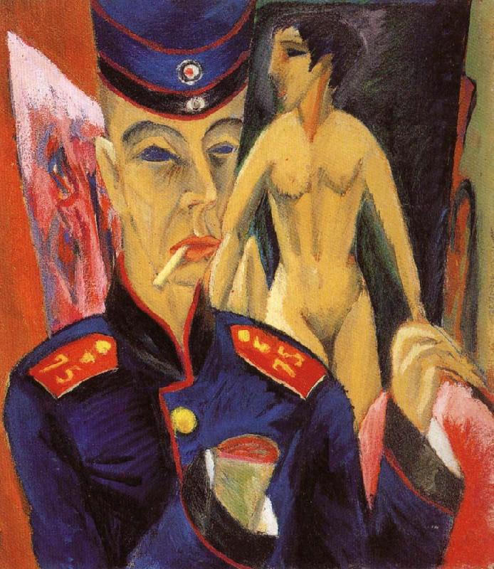 Ernst Ludwig Kirchner Selbstbildnis als Soldat France oil painting art